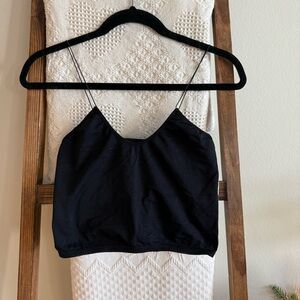 Free People Intimately Black Scoop Neck Cropped Tank Top
